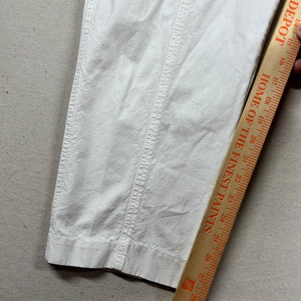 Vintage LL Bean Pants Womens 12 Linen Blend Mom High Rise Taper 80s USA White - Picture 9 of 11